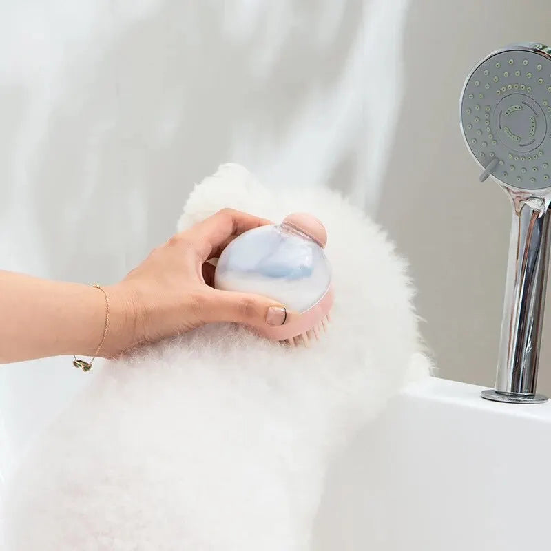 Dog Bath Brush Soft Silicone With Shampoo Dispenser